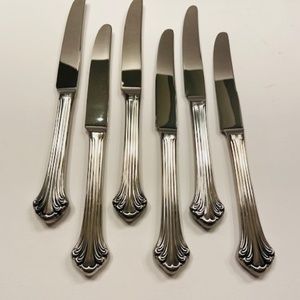 NEW Vintage Set of 6 TOWLE KNIFE-NEW French/Hollow Colonial Plume